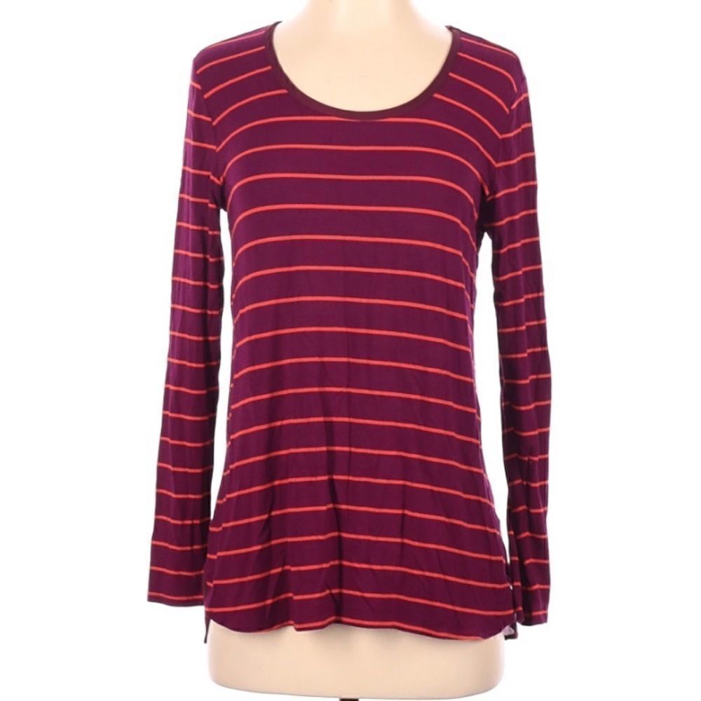 Bordeaux Anthropologie Striped Long Sleeve Top XS